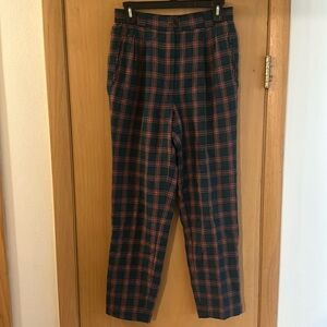 Gardeur Women’s Vintage Plaid Trousers Pants Wool Green Red Size 8-10